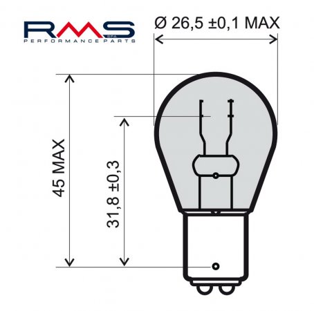 Žarnica RMS 246510375 12V 21/5W, BAY15D rdeč