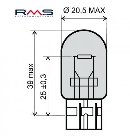 Žarnica RMS 246510385 12V 21W, T20 bela