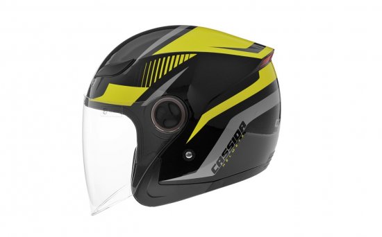 Jet čelada CASSIDA REFLEX black/ yellow fluo/ grey M