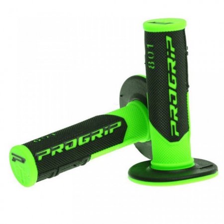 Motokros ročaj (grip) Progrip 801 dvojna zmes mehak fluorescenčno Zelena/Siva Progrip 801fluogrn Progrip double density mx grip fluorescenčno zelen/črn 115mm